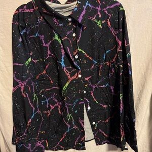 Colorful Splatter Button-Up Shirt